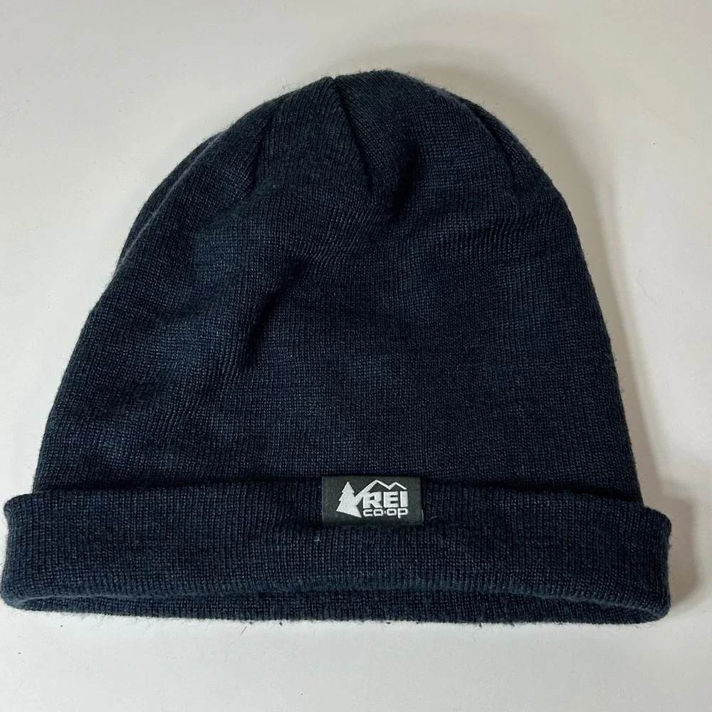 REI Co-op Unisex Navy Blue Wool Blend Knit Beanie Hat One Size 127061